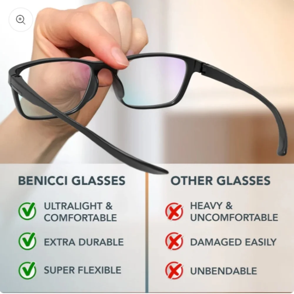 Benicci Black Blue Light Blocking Glasses